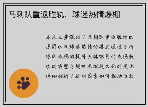 马刺队重返胜轨，球迷热情爆棚